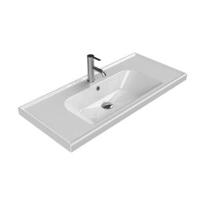 Turkuaz Cerastyle Frame Etajer Uyumlu Beyaz Lavabo 100x45 Cm 031400-u