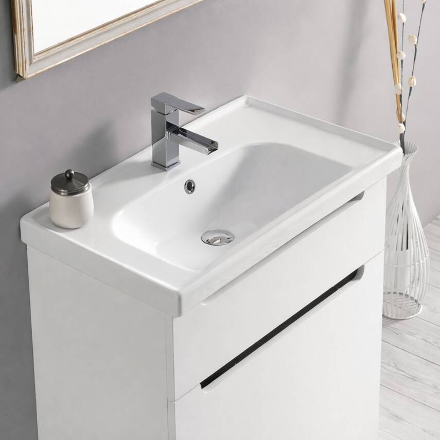 Turkuaz Cerastyle Frame Etajer Uyumlu Beyaz Lavabo 100x45 Cm 031400-u - 2