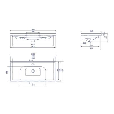 Turkuaz Cerastyle Frame Etajer Uyumlu Beyaz Lavabo 100x45 Cm 031400-u - 5