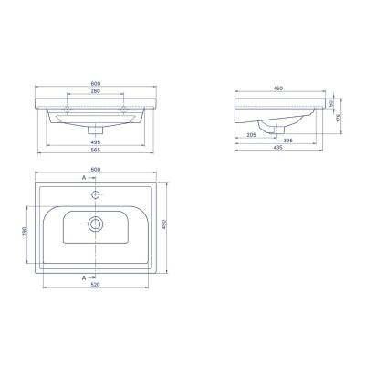 Turkuaz Cerastyle Frame Etajer Uyumlu Beyaz Lavabo 60x45 Cm 031000-u - 5