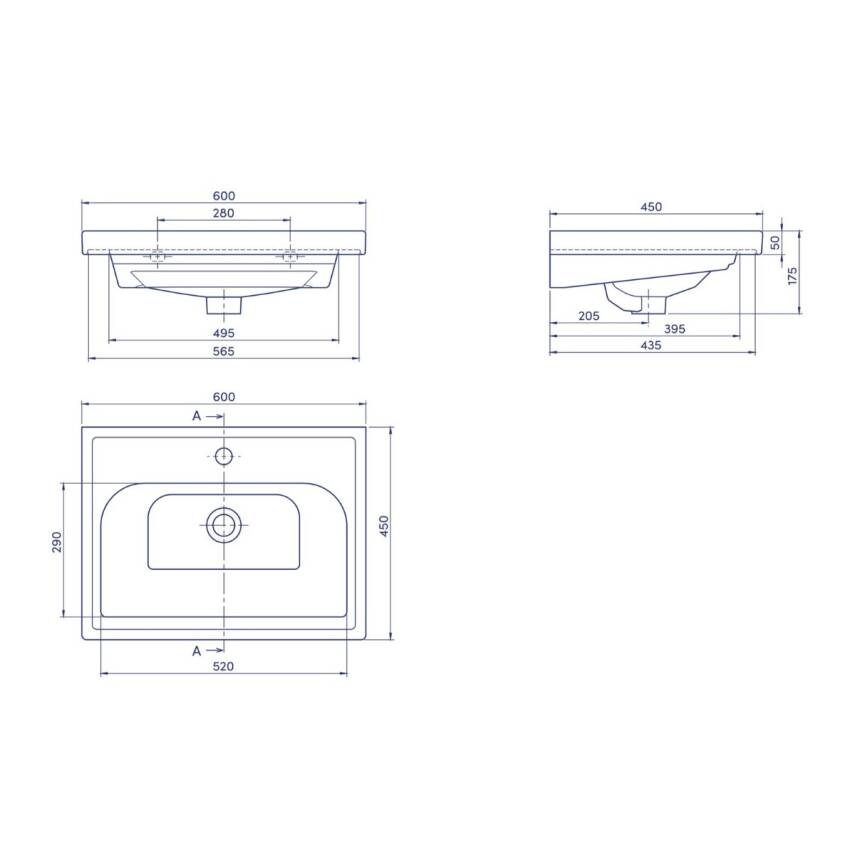 Turkuaz Cerastyle Frame Etajer Uyumlu Beyaz Lavabo 60x45 Cm 031000-u - 5