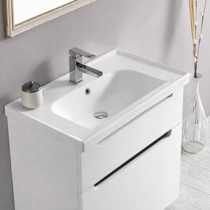 Turkuaz Cerastyle Frame Etajer Uyumlu Beyaz Lavabo 65x45 Cm 030800-u - 2