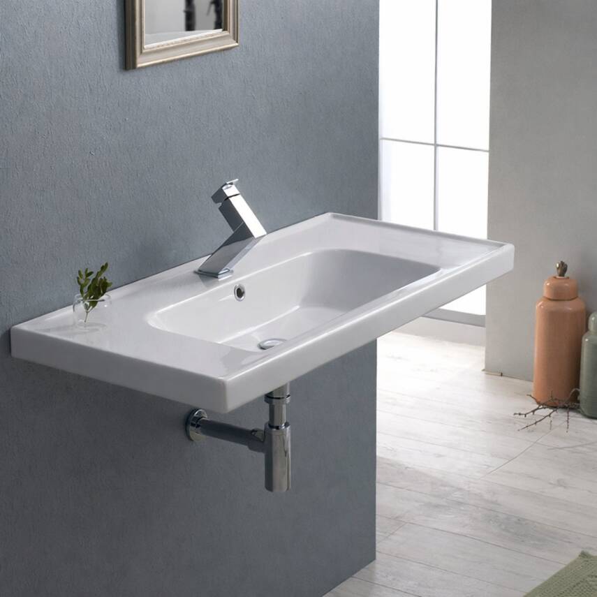 Turkuaz Cerastyle Frame Etajer Uyumlu Beyaz Lavabo 65x45 Cm 030800-u - 4