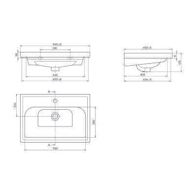 Turkuaz Cerastyle Frame Etajer Uyumlu Beyaz Lavabo 65x45 Cm 030800-u - 5