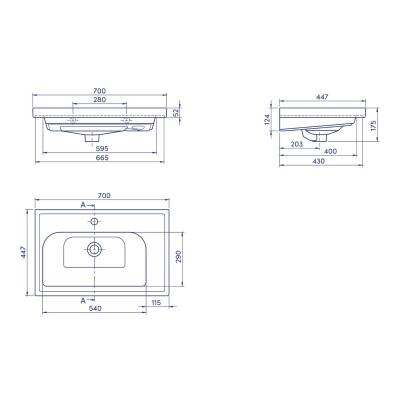 Turkuaz Cerastyle Frame Etajer Uyumlu Beyaz Lavabo 70x45 Cm 031100-u - 5