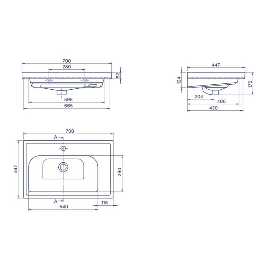 Turkuaz Cerastyle Frame Etajer Uyumlu Beyaz Lavabo 70x45 Cm 031100-u - 5