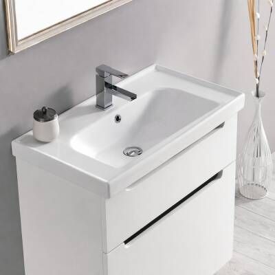 Turkuaz Cerastyle Frame Etajer Uyumlu Beyaz Lavabo 80x45 Cm 031200-u - 2