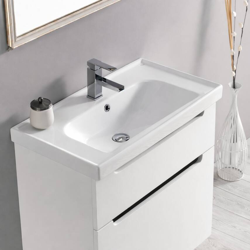 Turkuaz Cerastyle Frame Etajer Uyumlu Beyaz Lavabo 80x45 Cm 031200-u - 2