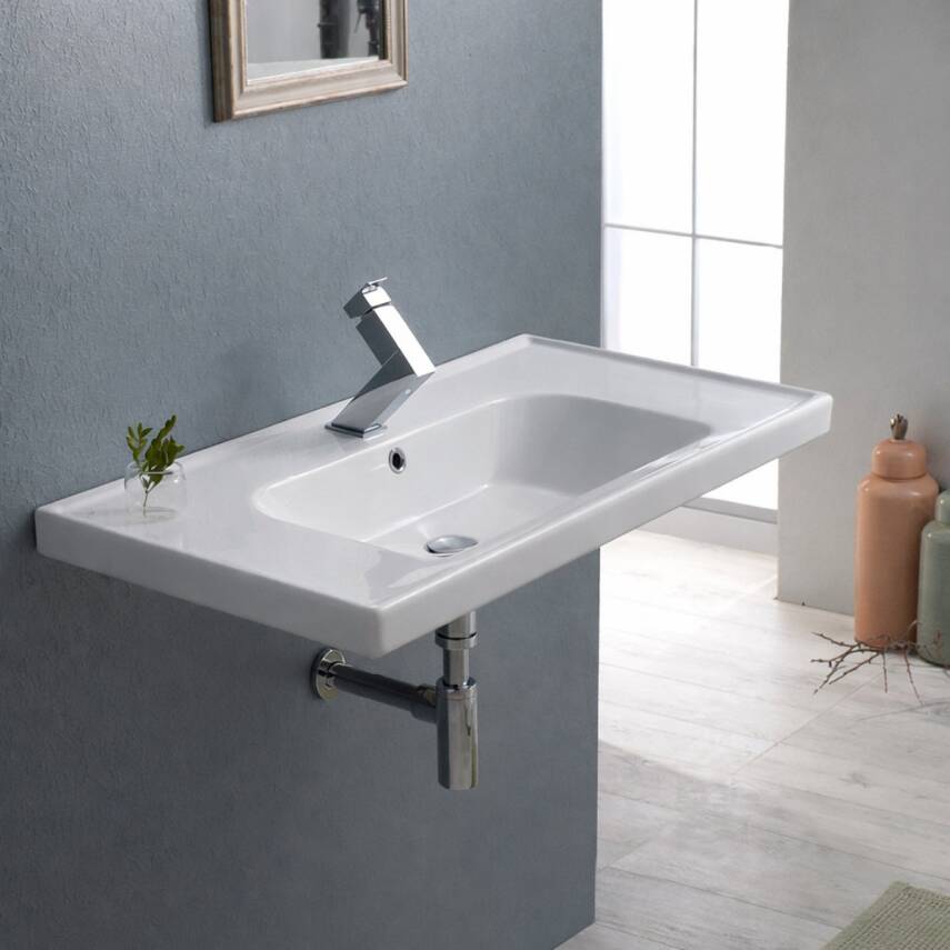 Turkuaz Cerastyle Frame Etajer Uyumlu Beyaz Lavabo 80x45 Cm 031200-u - 3