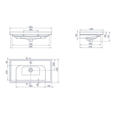 Turkuaz Cerastyle Frame Etajer Uyumlu Beyaz Lavabo 80x45 Cm 031200-u - 4