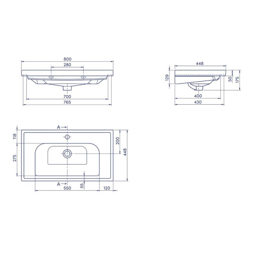 Turkuaz Cerastyle Frame Etajer Uyumlu Beyaz Lavabo 80x45 Cm 031200-u - 4