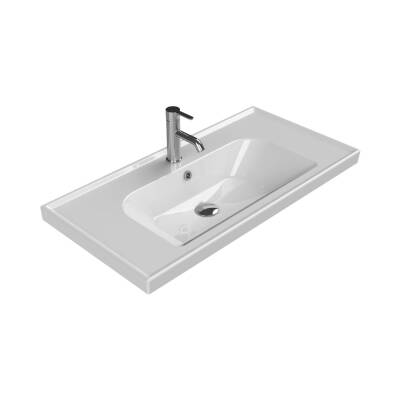 Turkuaz Cerastyle Frame Etajer Uyumlu Beyaz Lavabo 90x45 Cm 031300-u