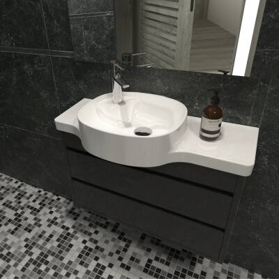 Turkuaz Cerastyle Harmony Etajer Uyumlu Beyaz Lavabo 100x37 Cm 044000-u - 2