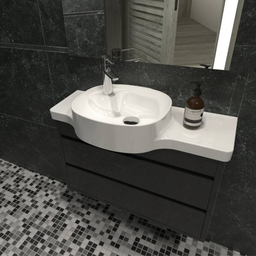 Turkuaz Cerastyle Harmony Etajer Uyumlu Beyaz Lavabo 100x37 Cm 044000-u - 2