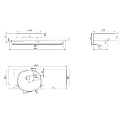 Turkuaz Cerastyle Harmony Etajer Uyumlu Beyaz Lavabo 100x37 Cm 044000-u - 4