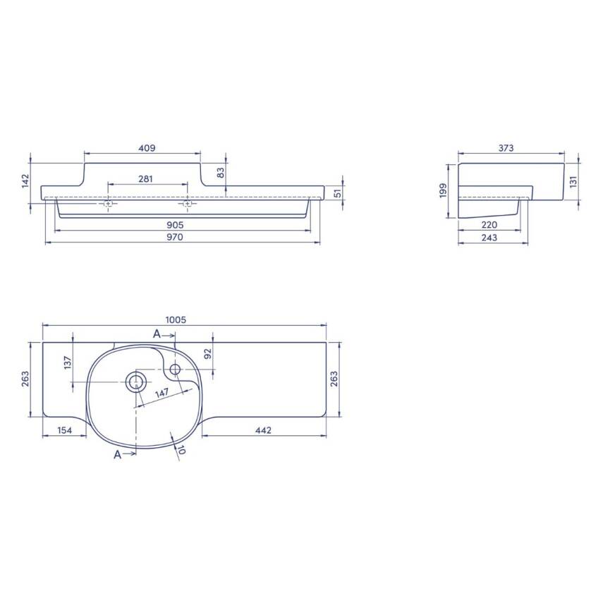 Turkuaz Cerastyle Harmony Etajer Uyumlu Beyaz Lavabo 100x37 Cm 044000-u - 4