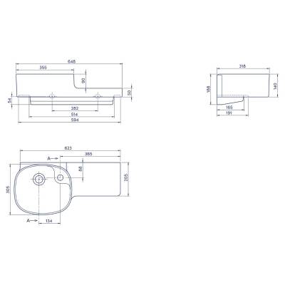 Turkuaz Cerastyle Harmony Etajer Uyumlu Beyaz Lavabo 65x33 Cm 043700-u - 2