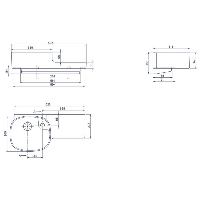 Turkuaz Cerastyle Harmony Etajer Uyumlu Beyaz Lavabo 65x33 Cm 043700-u - 2