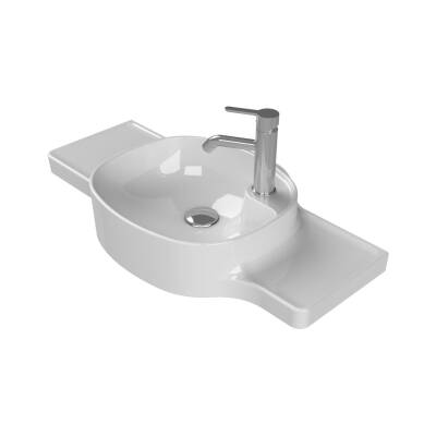 Turkuaz Cerastyle Harmony Etajer Uyumlu Beyaz Lavabo 80x38 Cm 043800-u