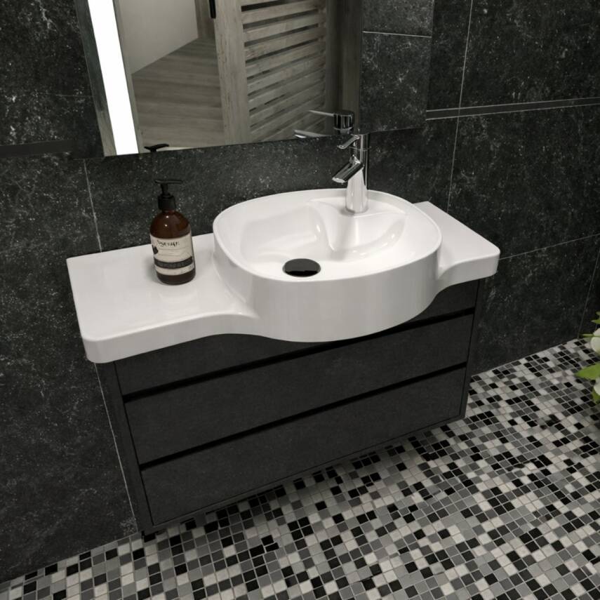Turkuaz Cerastyle Harmony Etajer Uyumlu Beyaz Lavabo 80x38 Cm 043800-u - 2