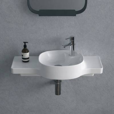 Turkuaz Cerastyle Harmony Etajer Uyumlu Beyaz Lavabo 80x38 Cm 043800-u - 4