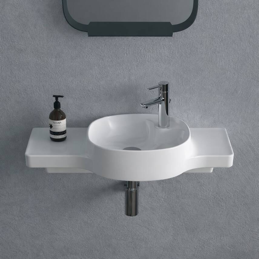Turkuaz Cerastyle Harmony Etajer Uyumlu Beyaz Lavabo 80x38 Cm 043800-u - 4