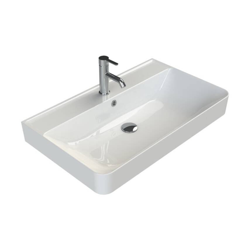 Turkuaz Cerastyle Hera Etajer Uyumlu Beyaz Lavabo 80x48 Cm 078800-u - 1