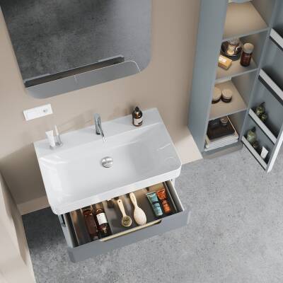 Turkuaz Cerastyle Hera Etajer Uyumlu Beyaz Lavabo 80x48 Cm 078800-u - 2