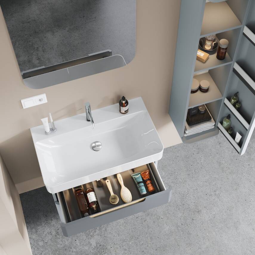 Turkuaz Cerastyle Hera Etajer Uyumlu Beyaz Lavabo 80x48 Cm 078800-u - 2