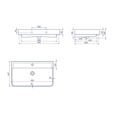 Turkuaz Cerastyle Hera Etajer Uyumlu Beyaz Lavabo 80x48 Cm 078800-u - 3