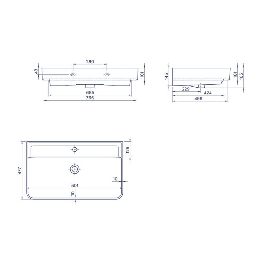 Turkuaz Cerastyle Hera Etajer Uyumlu Beyaz Lavabo 80x48 Cm 078800-u - 3