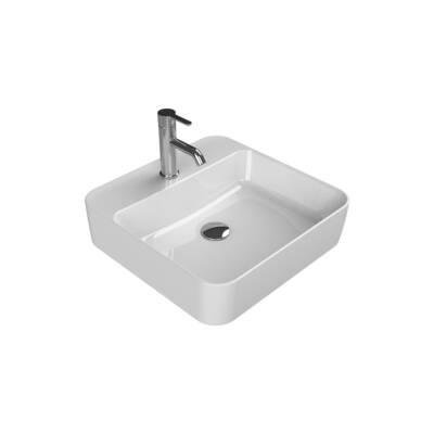 Turkuaz Cerastyle Hera Tezgâh Üstü Batarya Delikli Beyaz Lavabo 48x48 Cm 078300-u