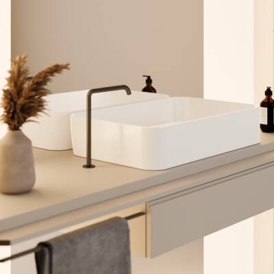 Turkuaz Cerastyle Hera Tezgâh Üstü Batarya Deliksiz Beyaz Lavabo 60x38 Cm 78400 - 3