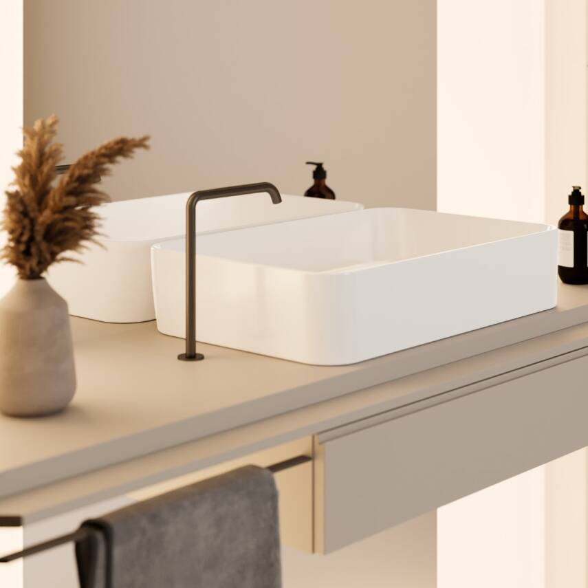 Turkuaz Cerastyle Hera Tezgâh Üstü Batarya Deliksiz Beyaz Lavabo 60x38 Cm 78400 - 3