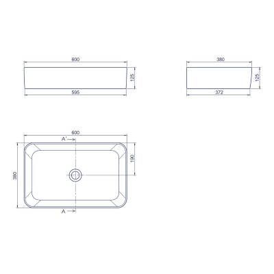 Turkuaz Cerastyle Hera Tezgâh Üstü Batarya Deliksiz Beyaz Lavabo 60x38 Cm 78400 - 4