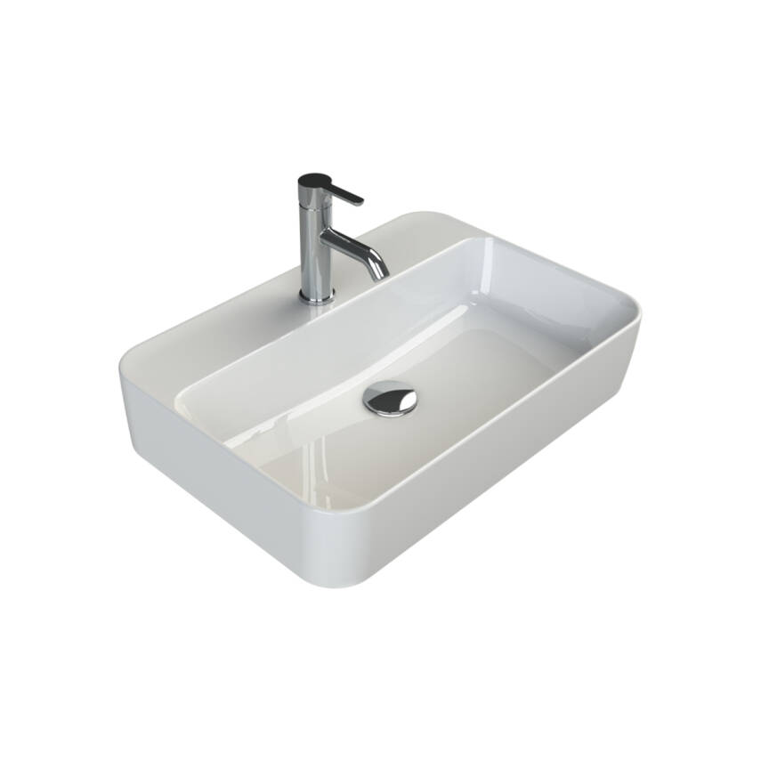 Turkuaz Cerastyle Hera Tezgâh Üstü Çanak Beyaz Lavabo 60x42 Cm 078600-u - 1