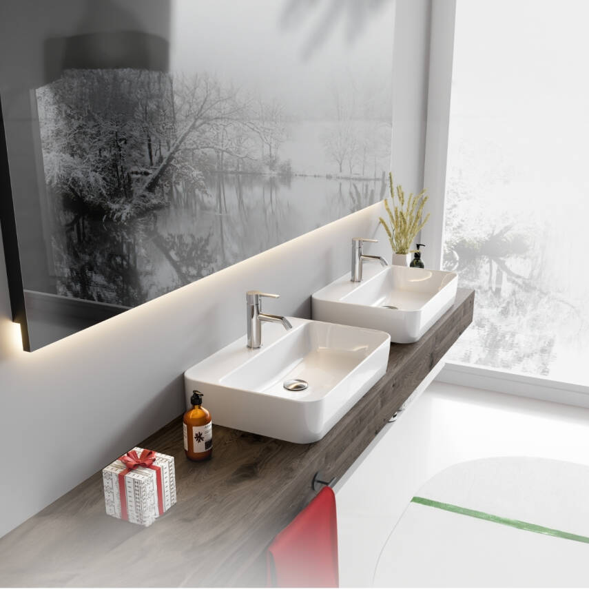 Turkuaz Cerastyle Hera Tezgâh Üstü Çanak Beyaz Lavabo 60x42 Cm 078600-u - 3