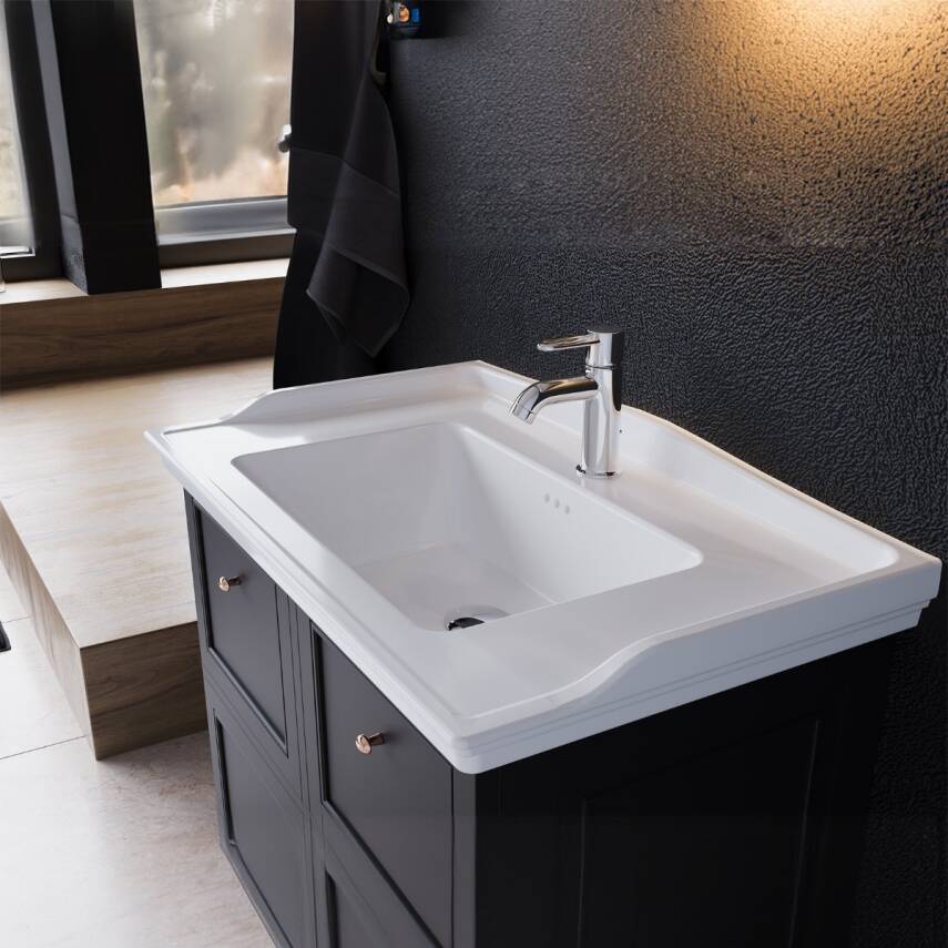 Turkuaz Cerastyle Kapadokya Etajer Uyumlu Beyaz Lavabo 65x48 Cm 036100-u - 3