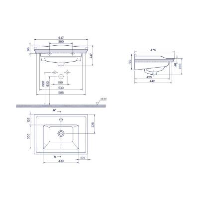 Turkuaz Cerastyle Kapadokya Etajer Uyumlu Beyaz Lavabo 65x48 Cm 036100-u - 5