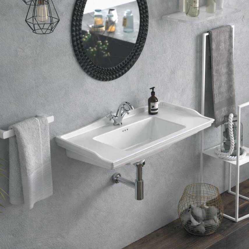 Turkuaz Cerastyle Kapadokya Etajer Uyumlu Beyaz Lavabo 65x48 Cm 036100-u - 7