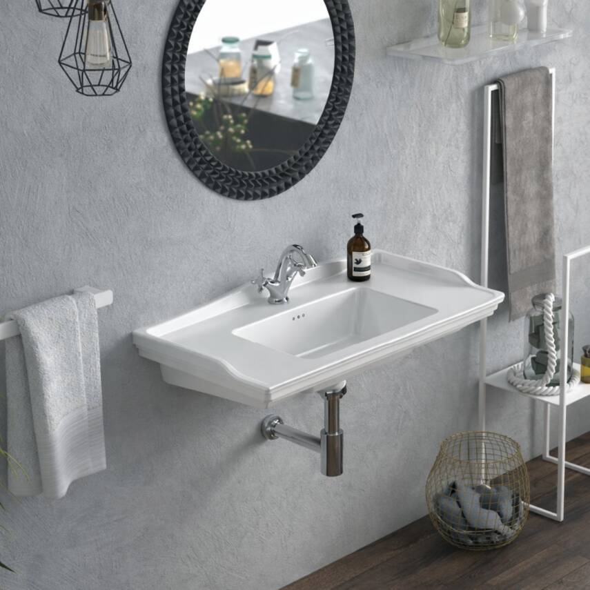 Turkuaz Cerastyle Kapadokya Etajer Uyumlu Beyaz Lavabo 80x48 Cm 036300-u - 2