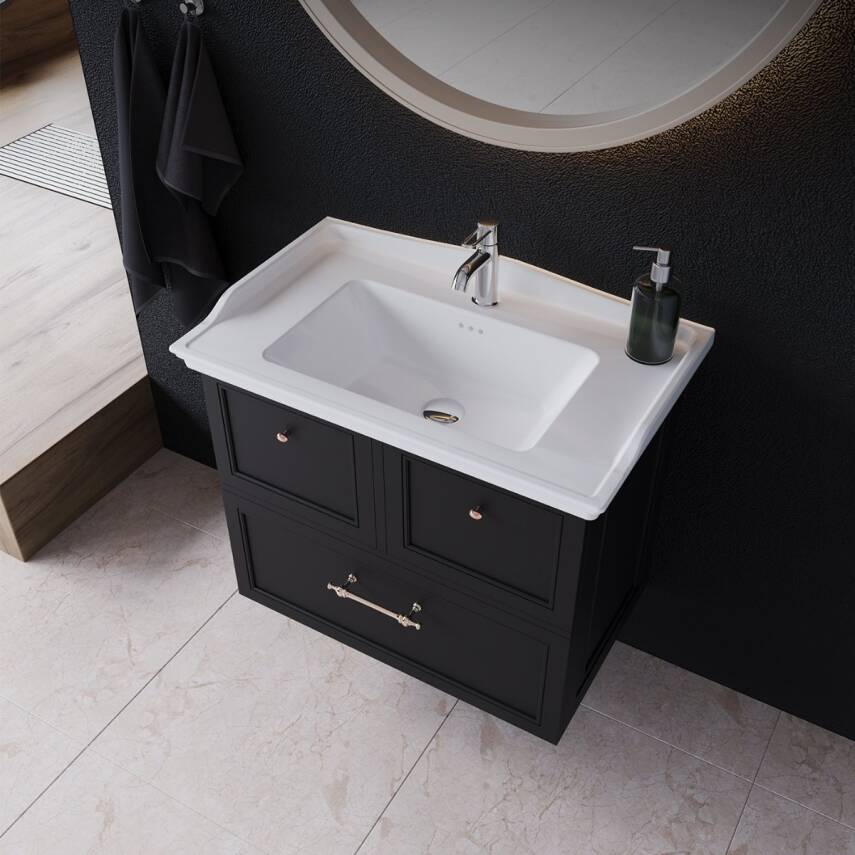 Turkuaz Cerastyle Kapadokya Etajer Uyumlu Beyaz Lavabo 80x48 Cm 036300-u - 3