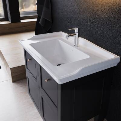 Turkuaz Cerastyle Kapadokya Etajer Uyumlu Beyaz Lavabo 80x48 Cm 036300-u - 4