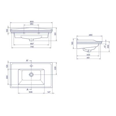 Turkuaz Cerastyle Kapadokya Etajer Uyumlu Beyaz Lavabo 80x48 Cm 036300-u - 5