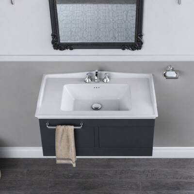 Turkuaz Cerastyle Kapadokya Etajer Uyumlu Beyaz Lavabo 80x48 Cm 036300-u - 7
