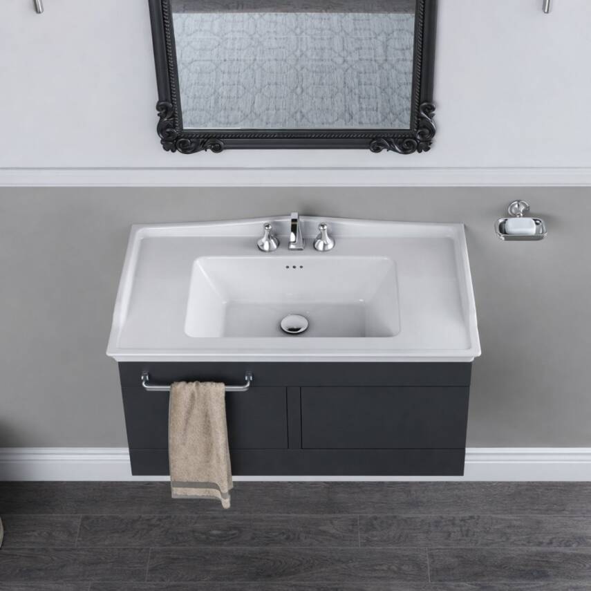 Turkuaz Cerastyle Kapadokya Etajer Uyumlu Beyaz Lavabo 80x48 Cm 036300-u - 7