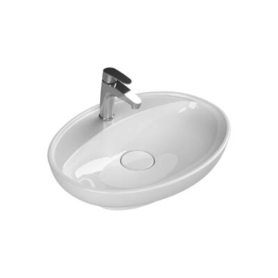 Turkuaz Cerastyle Lal C Tezgâh Üstü Batarya Delikli Beyaz Lavabo 60x45 Cm 072200-u