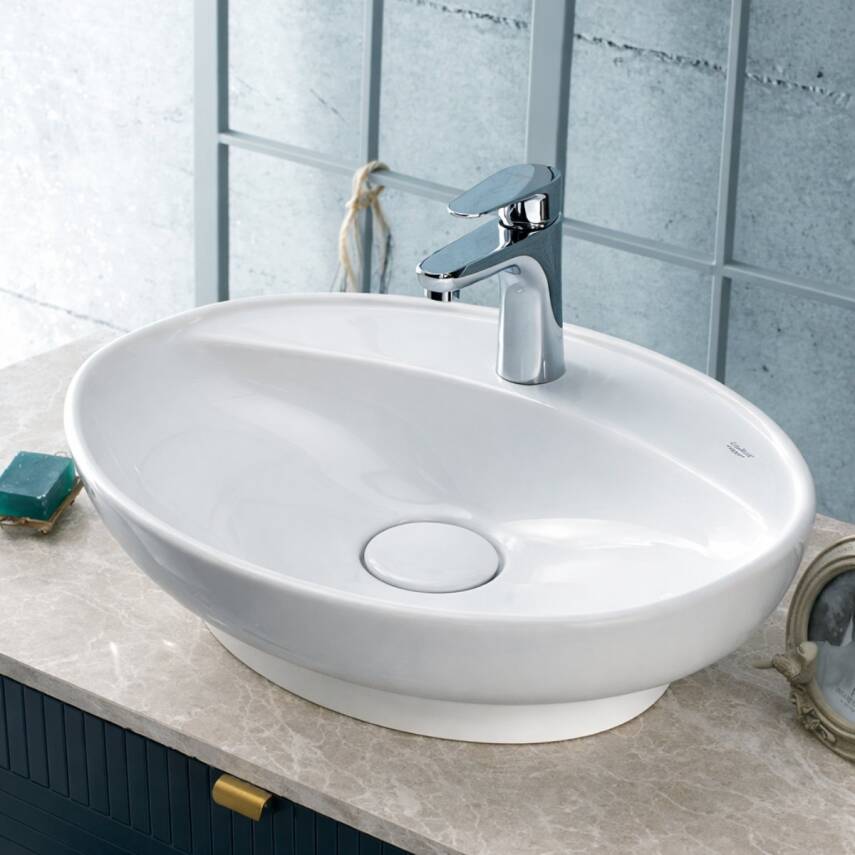 Turkuaz Cerastyle Lal C Tezgâh Üstü Batarya Delikli Beyaz Lavabo 60x45 Cm 072200-u - 2