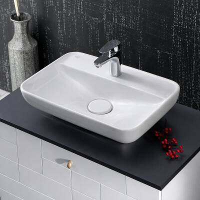 Turkuaz Cerastyle Lal Tezgâh Üstü Batarya Delikli Beyaz Lavabo 60x42 Cm 072700-u - 2