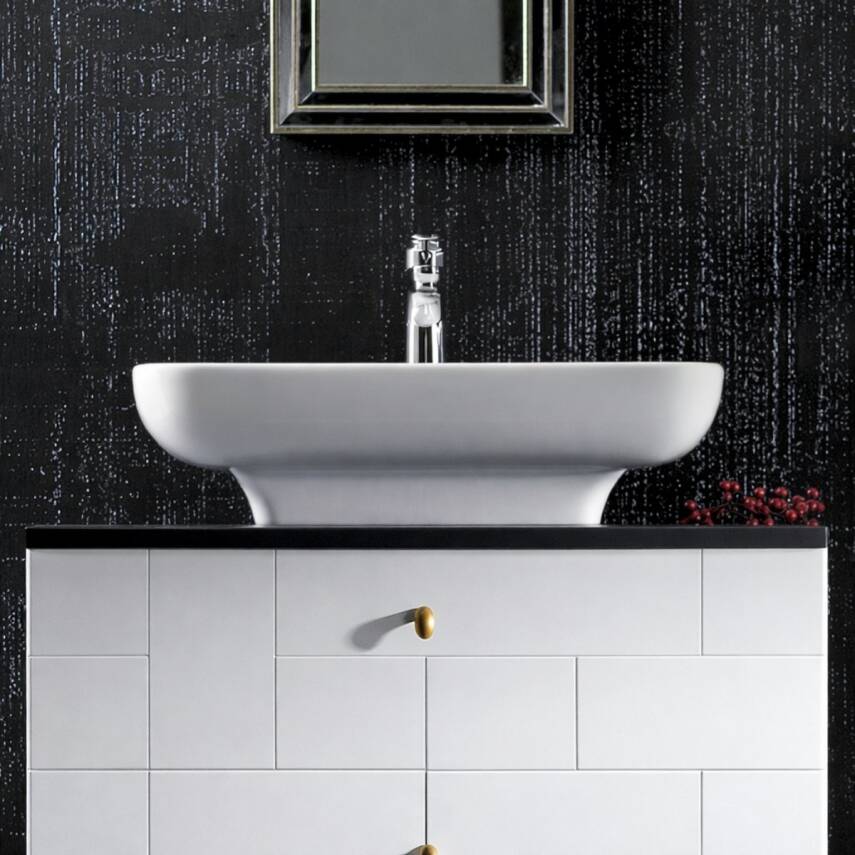 Turkuaz Cerastyle Lal Tezgâh Üstü Batarya Delikli Beyaz Lavabo 60x42 Cm 072700-u - 3